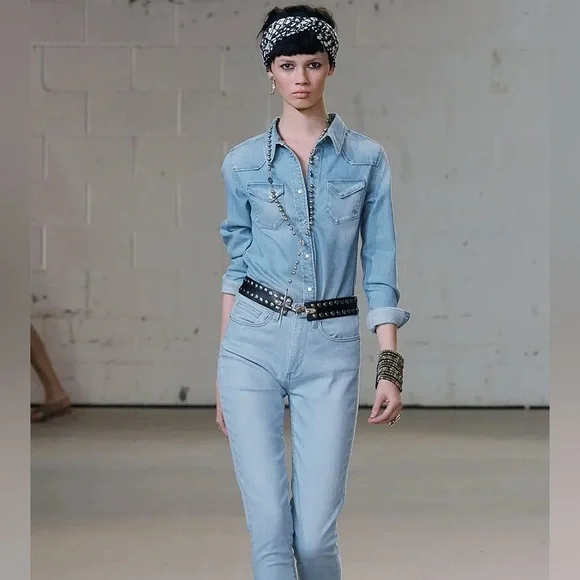 NWT Twenty8Twelve Denim Western Snap Button Shirt Women’s Size M Indigo Wash - Picture 2 of 11